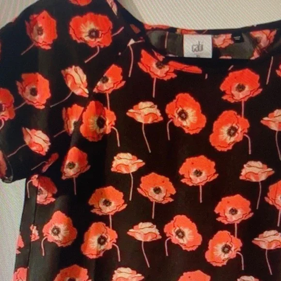 CAbi Black Tee with Red Poppy Print - Picture 5 of 5